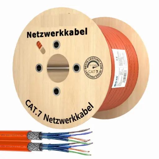 CAT 7 Duplex Reines Kupfer LAN Verlegekabel S/FTP 10Gbit 1 Meter
